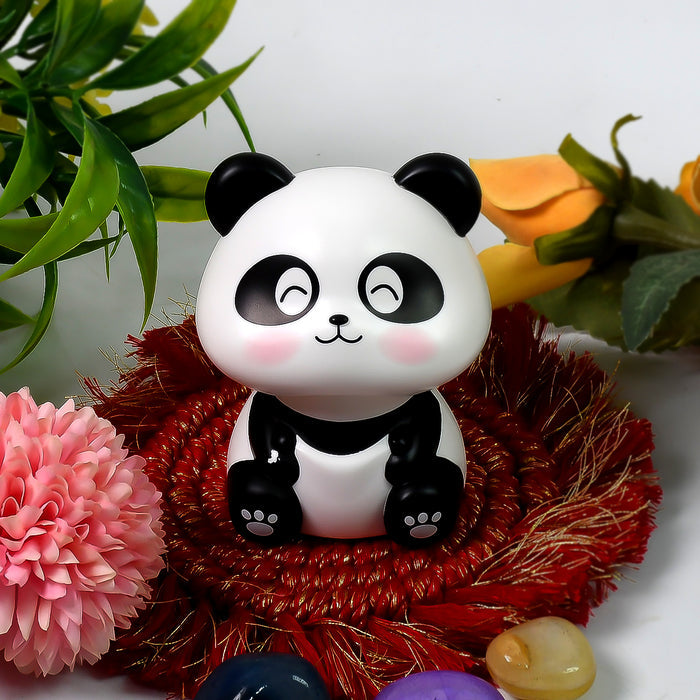 Car Decoration Solar Power Moving Head Panda Statue Creative