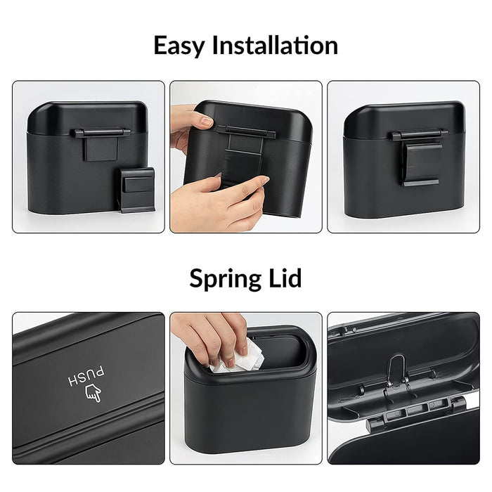 Mini Car Trash Can with Lid, Waterproof Car Trash Bin Storage Box (1 Pc)