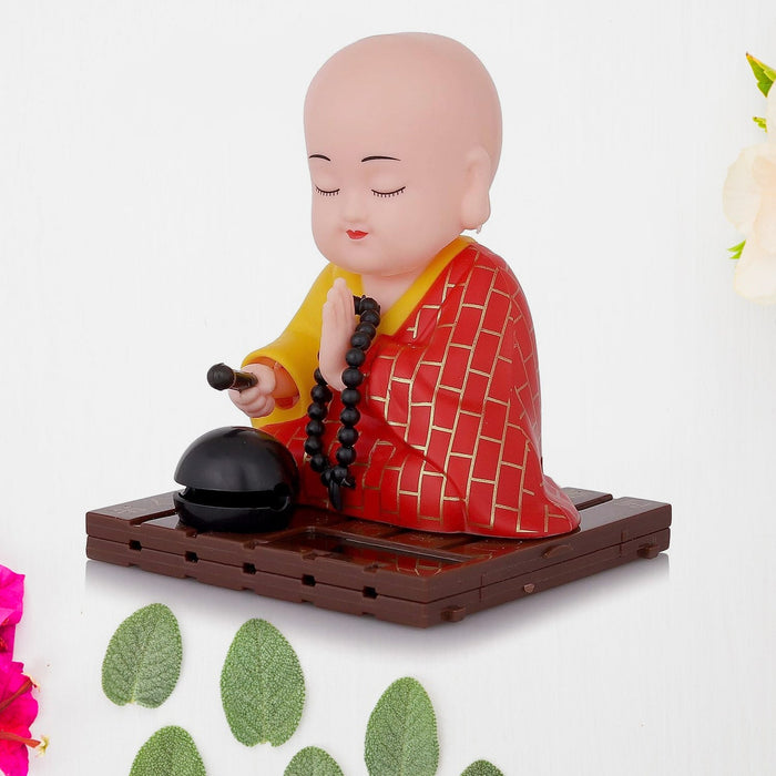 Solar Powered Sitting Buddha Statue,  Moving Head and Hand