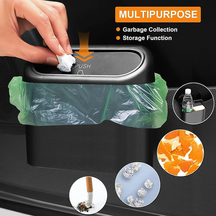 Mini Car Trash Can with Lid, Waterproof Car Trash Bin Storage Box (1 Pc)