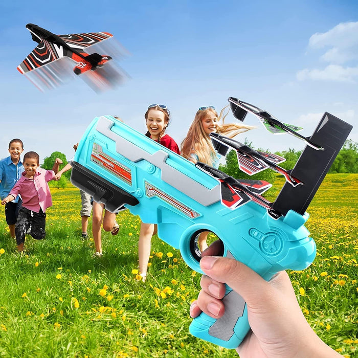 Airplane Launcher Gun Toy with Foam Glider Planes, Air Battle Gun Toys ( 5 Plane Include )