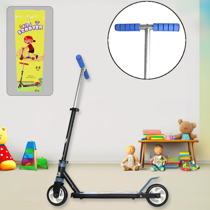 Basic Kids Ride On Leg Push Scooter for Boys and Girls (4 - 8 Years Old Kids) Foldable Scooter Cycle with Height Adjustment Multicolor (1 Pc / 2 Wheel) 