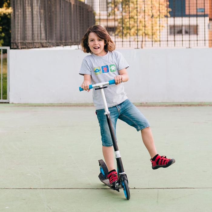 Basic Kids Ride On Leg Push Scooter for Boys and Girls (4 - 8 Years Old Kids) Foldable Scooter Cycle with Height Adjustment Multicolor (1 Pc / 2 Wheel) 