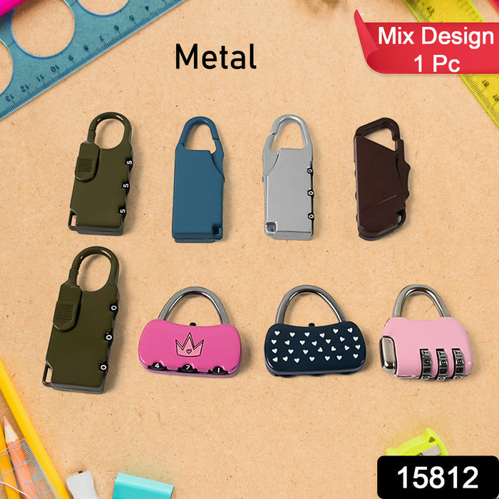 3 Digit Metal Combination Number Lock Set of 3 Pcs / Mix Design & Color