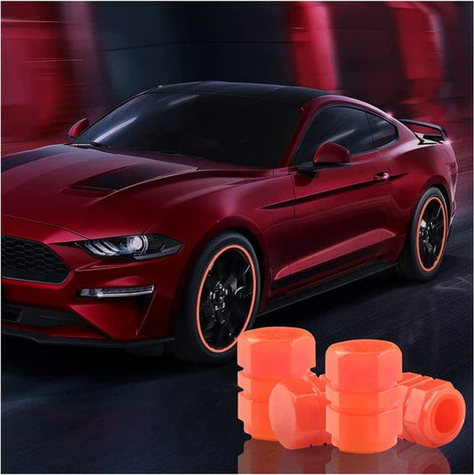 Tyre Valve Caps Luminous Glow Car Tire Air Stem Valve Cap Covers 4 Pcs Mix Colour