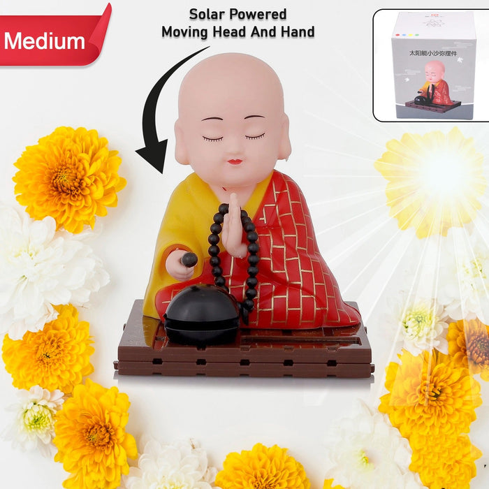 Solar Powered Sitting Buddha Statue,  Moving Head and Hand