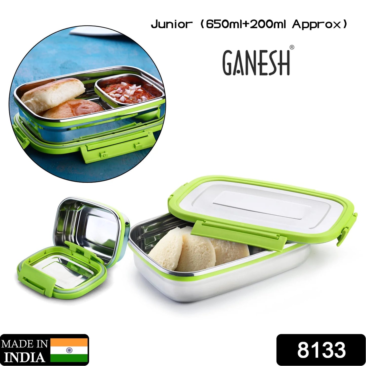 Ganesh Junior Stainless Steel Lunch Pack for Office & School Use