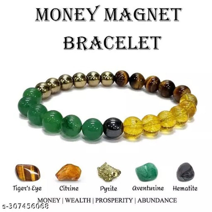 Money Magnet Bracelet Crystal Round Beads Stone Bracelet for Unisex