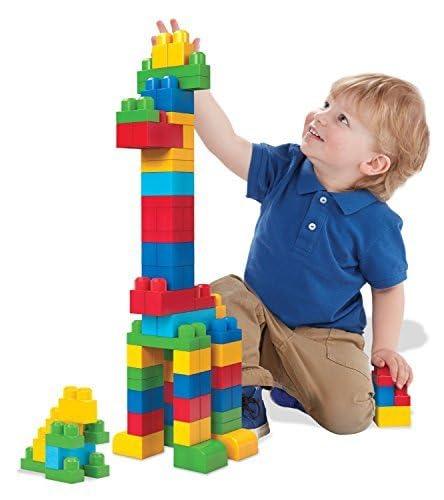 A boy playing with building block