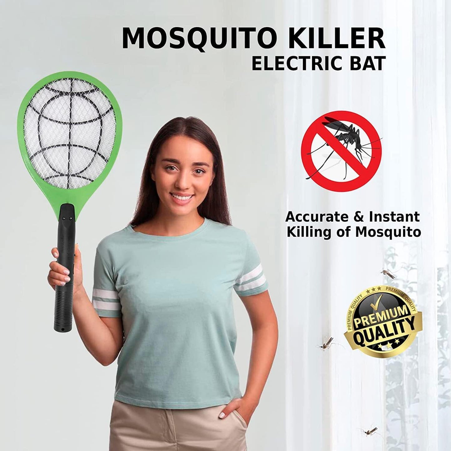 Rechargeable Electric Mosquito Racket Bug Zapper Fly Swatter