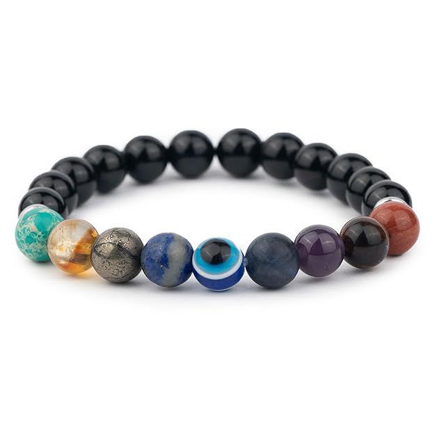 9 Chakra Healing Bracelet with Pyrite and Evil Eye