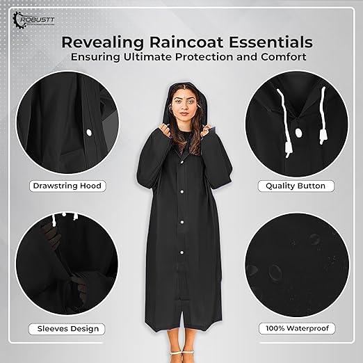 Unisex Raincoat With Hood | Waterproof Rain Poncho | Reusable | Lightweight | Universal Size | Raincoat for Men and Women