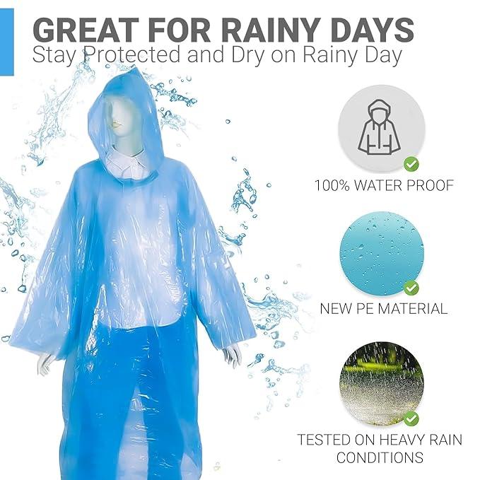 Raincoat Poncho with Hood Raingear Rainsuit Rain Protection Barsaati Water Resistant Reusable Rainwear for Men Women